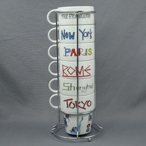 World Market City Stacking Coffe Mugs Cups Set